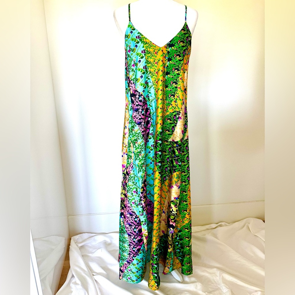 NWT Nicole Miller Multi Coloured Floral Abstract Tank Maxi Dress